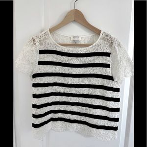 Harlyn Striped Lace Blouse - Black and White